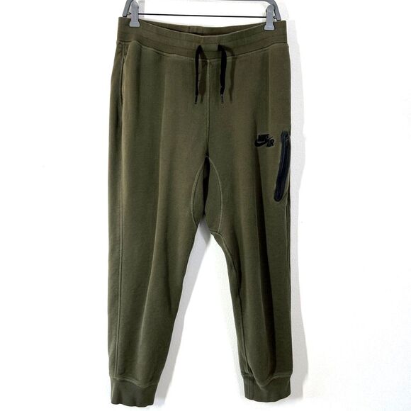 Nike Air Jogger Pants Mens Medium Green Cotton Terry Cloth Sweatpants Drawstring - Picture 1 of 11